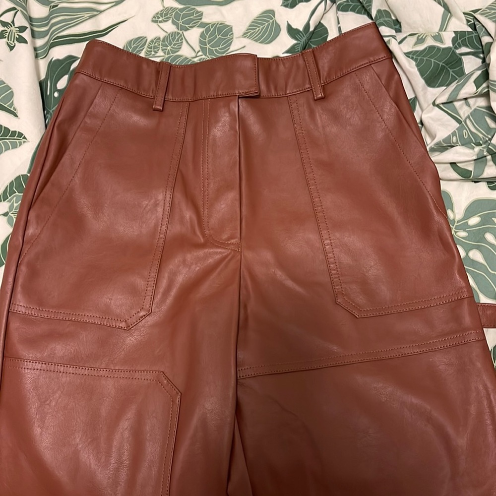 Faux Leather Cargo Pants